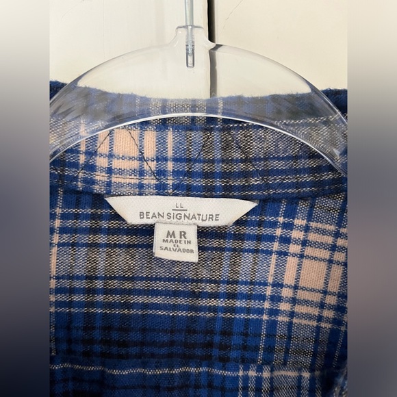 L.L Bean Women’s Archive Flannel Signature Top Womens Medium Blue Plaid Chamois - Picture 4 of 14